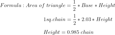 Area equals half base times height